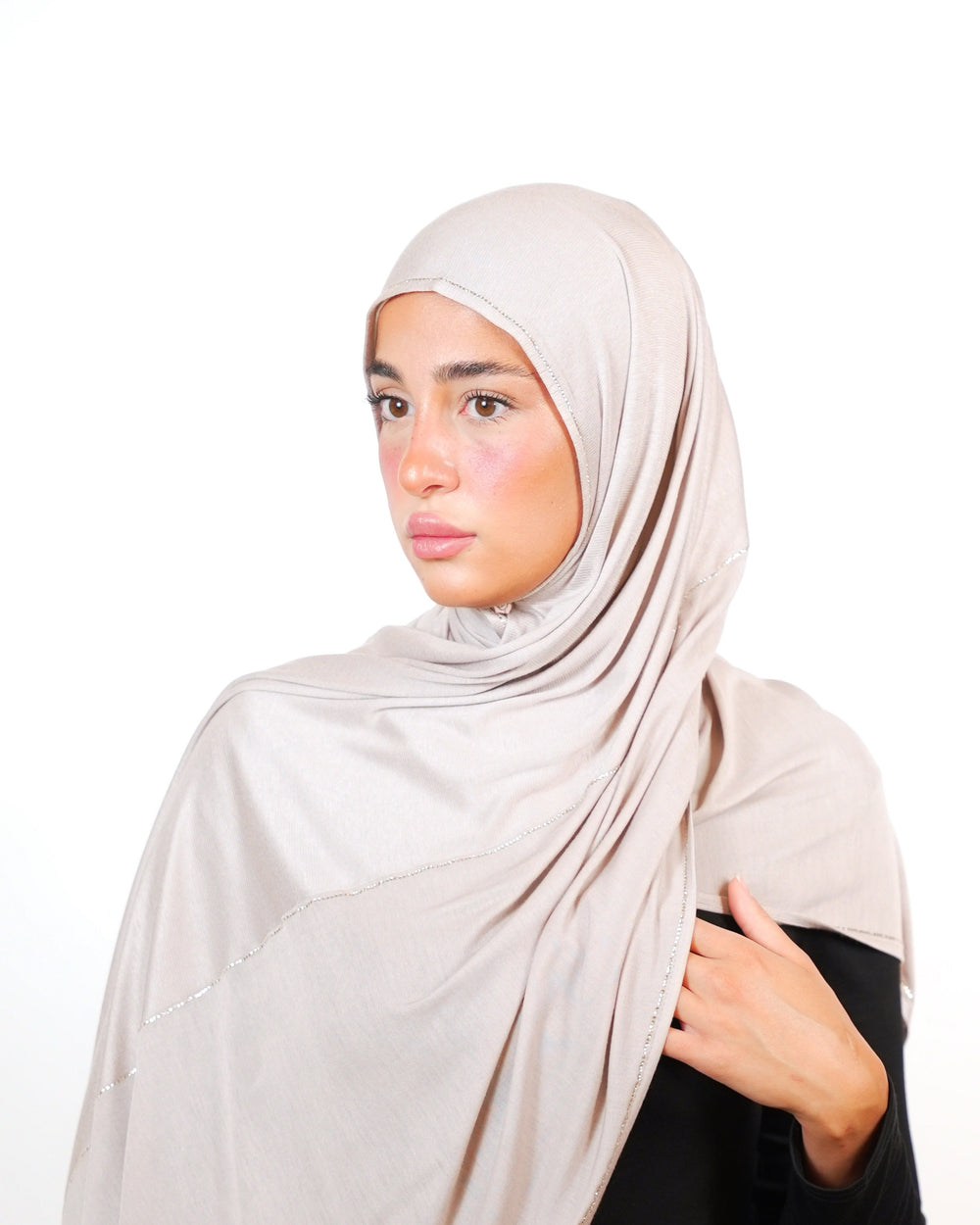 Double Shade Hijab With Stone  Voile