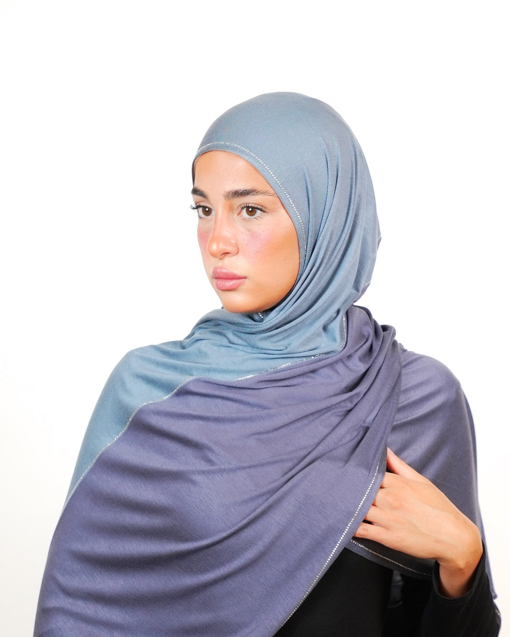 Double Shade Hijab With Stone  Voile