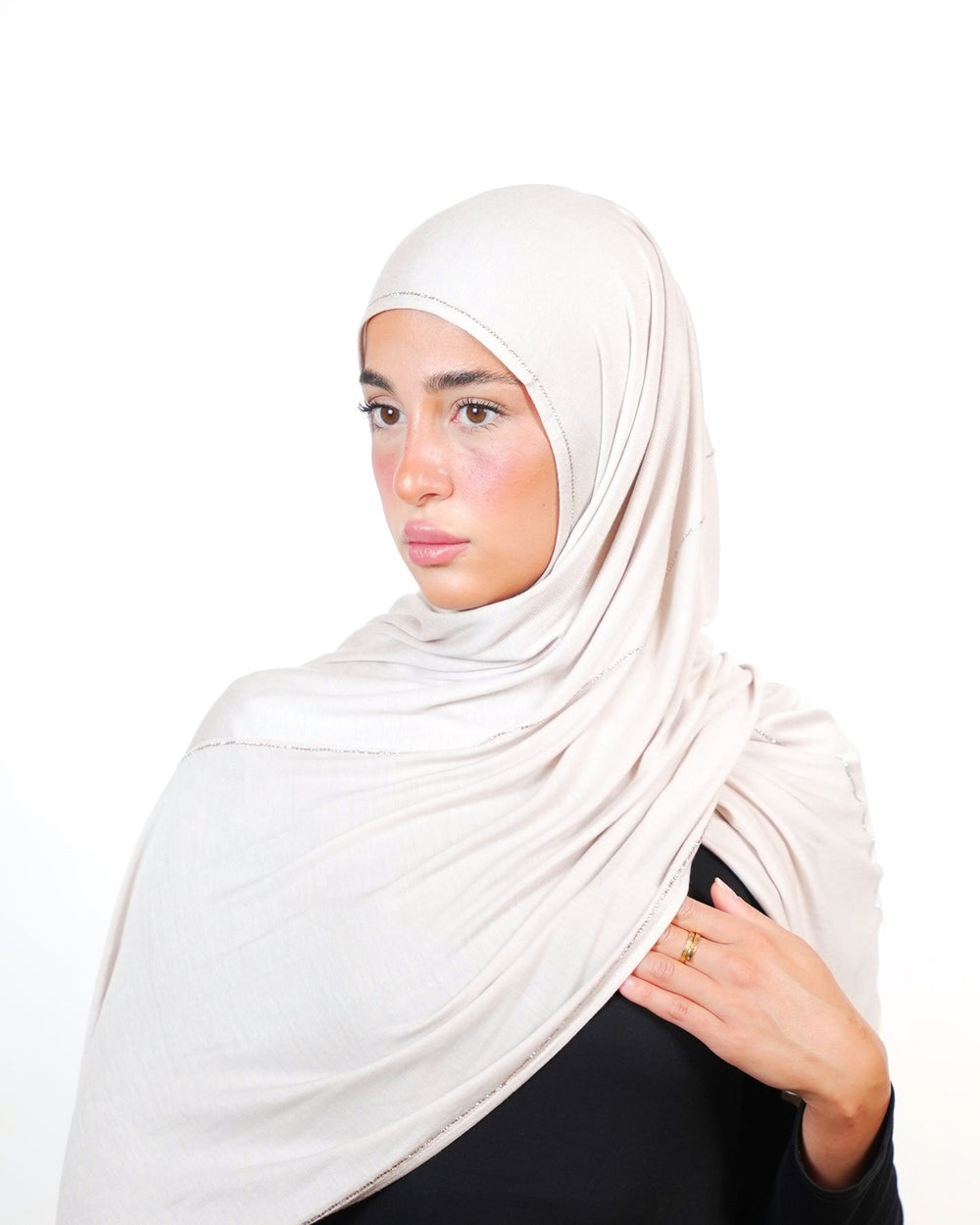 Double Shade Hijab With Stone  Voile