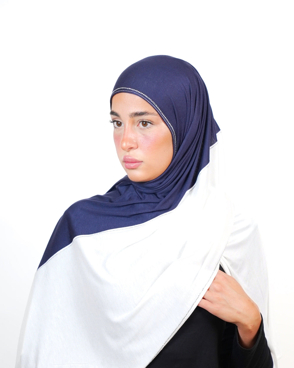 Double Shade Hijab With Stone  Voile