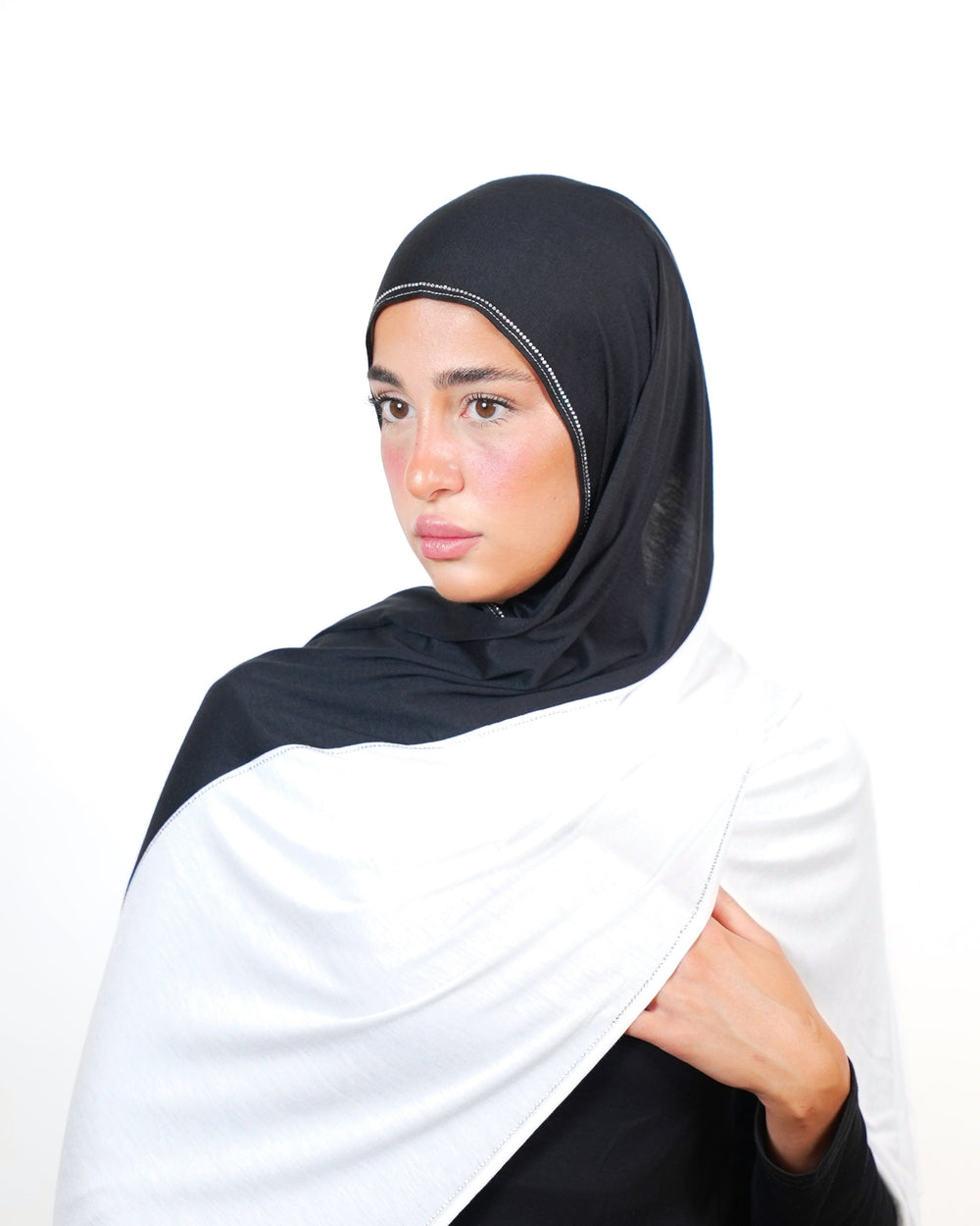 Double Shade Hijab With Stone  Voile