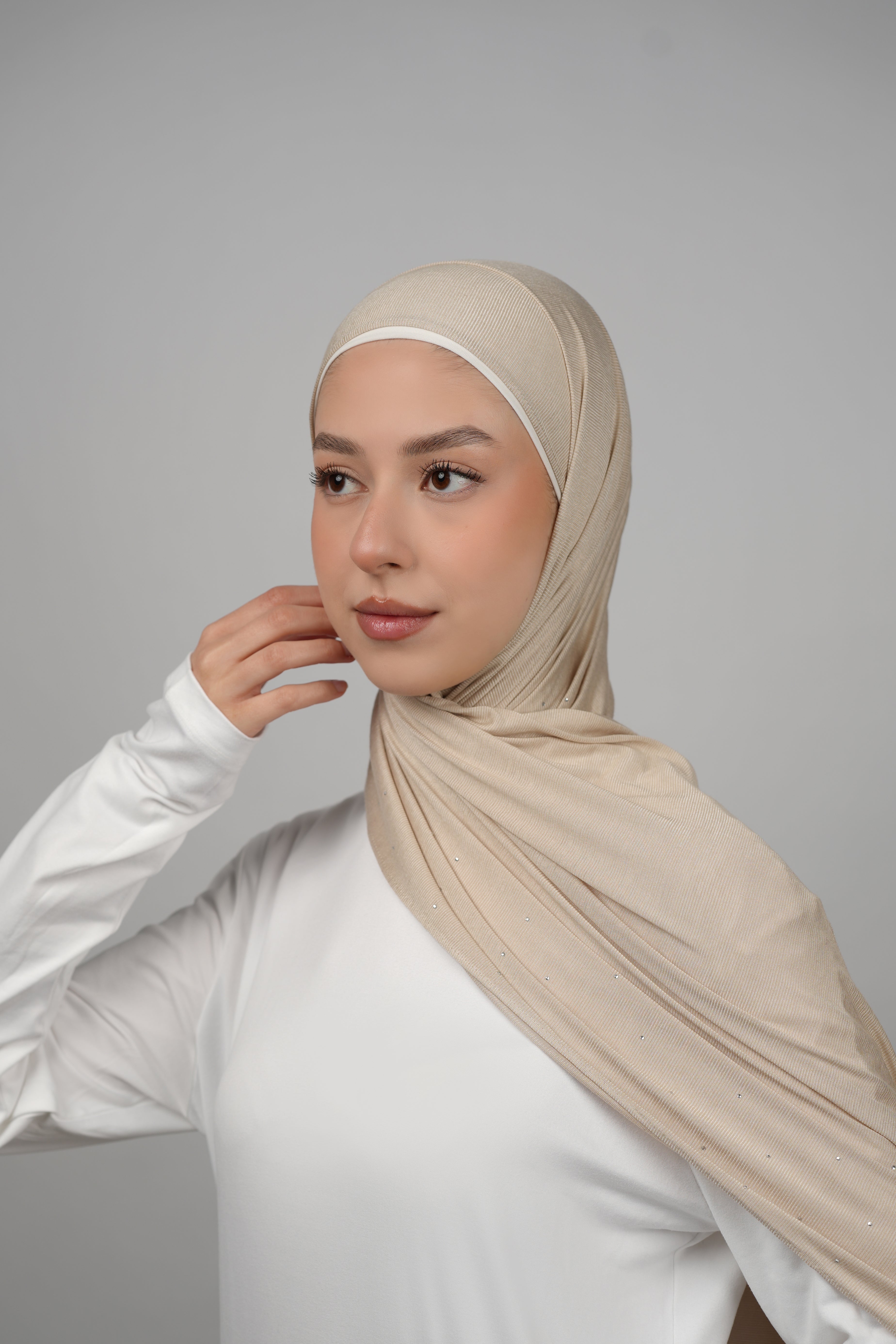 Cotton Stretch With Stones  Voile