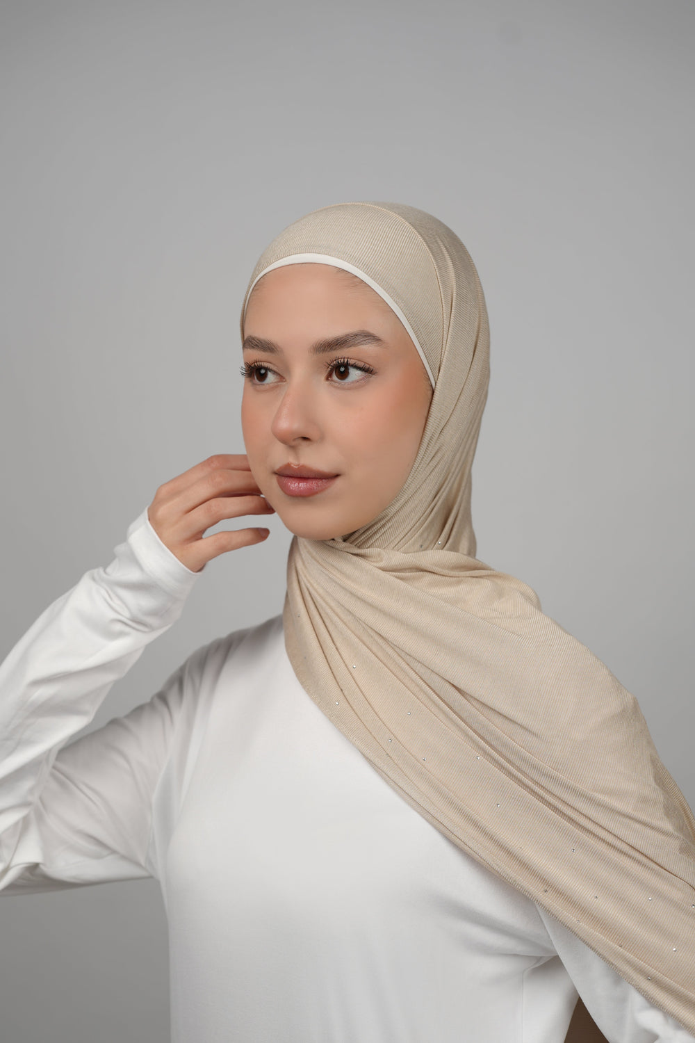 Cotton Stretch With Stones  Voile