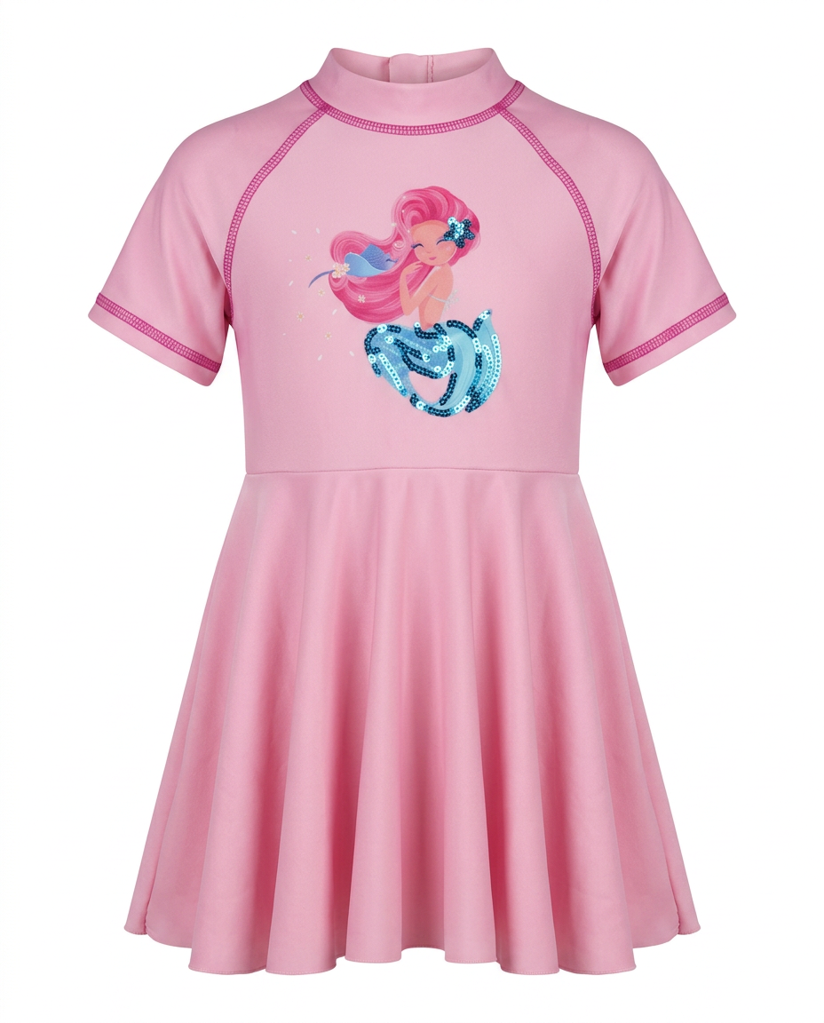 Genevieve Printed Kids Swimsuit – Short Sleeve  Voile