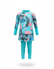 Celestine Floral Maxi Kids Swimsuit – Pull-On Long Sleeve  Voile