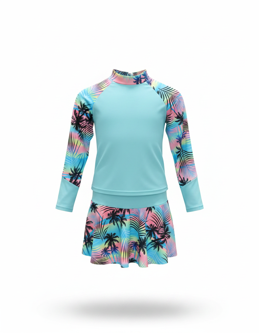 Charlise Midi Kids Swimsuit – Pull-On Long Sleeve  Voile