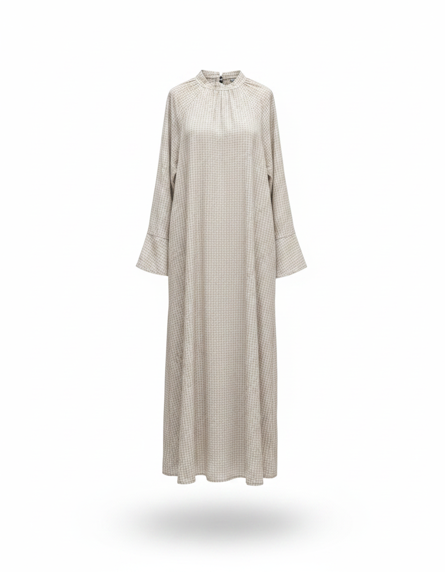 Margaux Plaid Maxi Dress – Relaxed Fit Long Sleeve  Voile
