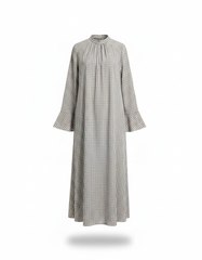 Margaux Plaid Maxi Dress – Relaxed Fit Long Sleeve  Voile