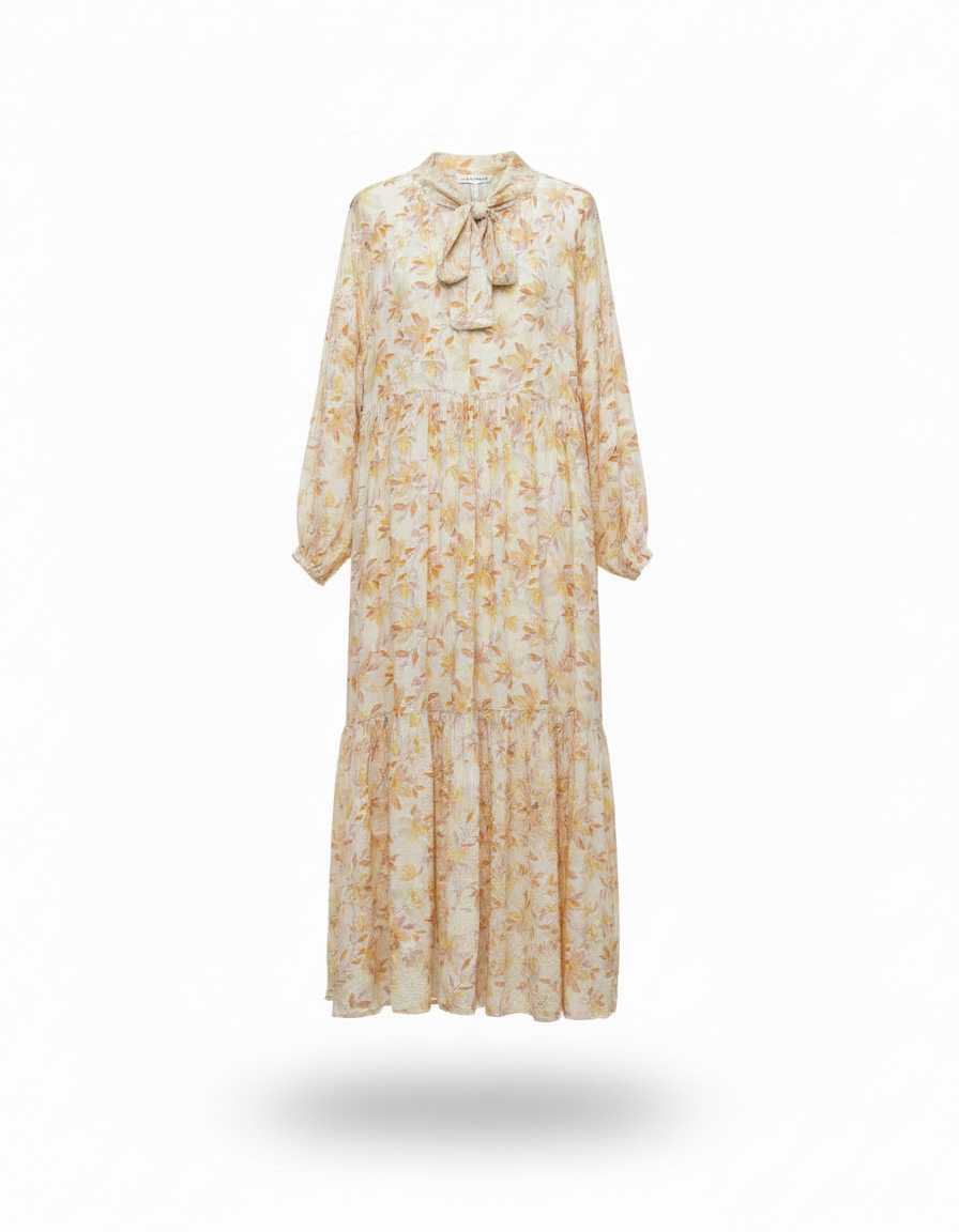 Juliette Floral Maxi Dress – Belted V-Neck  Voile