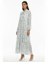 Juliette Floral Maxi Dress – Belted V-Neck  Voile
