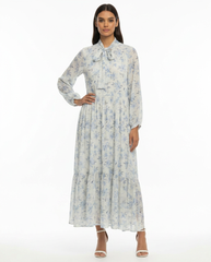 Juliette Floral Maxi Dress – Belted V-Neck  Voile