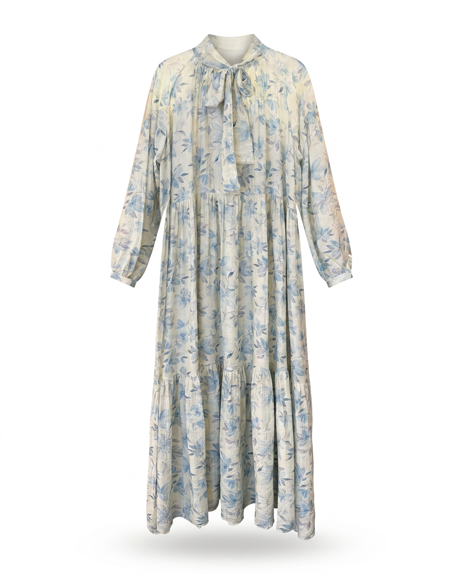 Juliette Floral Maxi Dress – Belted V-Neck  Voile