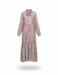 Vivienne Abstract Maxi Dress – Belted V-Neck  Voile