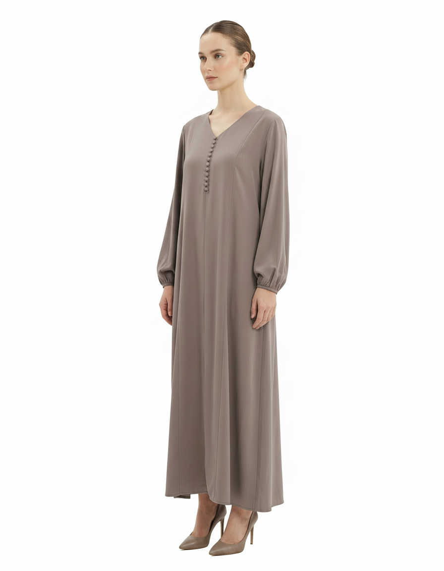 Eloise Viscose Maxi Dress – Relaxed Fit V-Neck  Voile