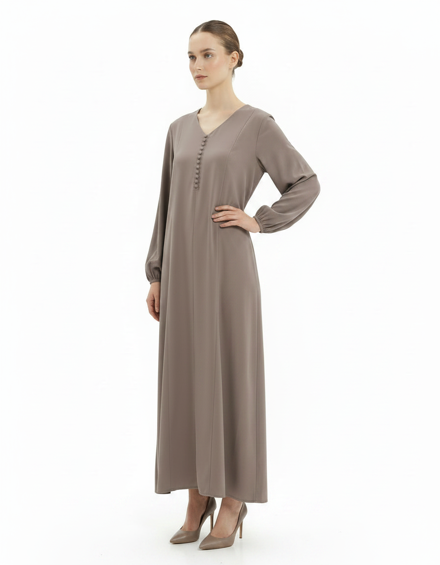 Eloise Viscose Maxi Dress – Relaxed Fit V-Neck  Voile