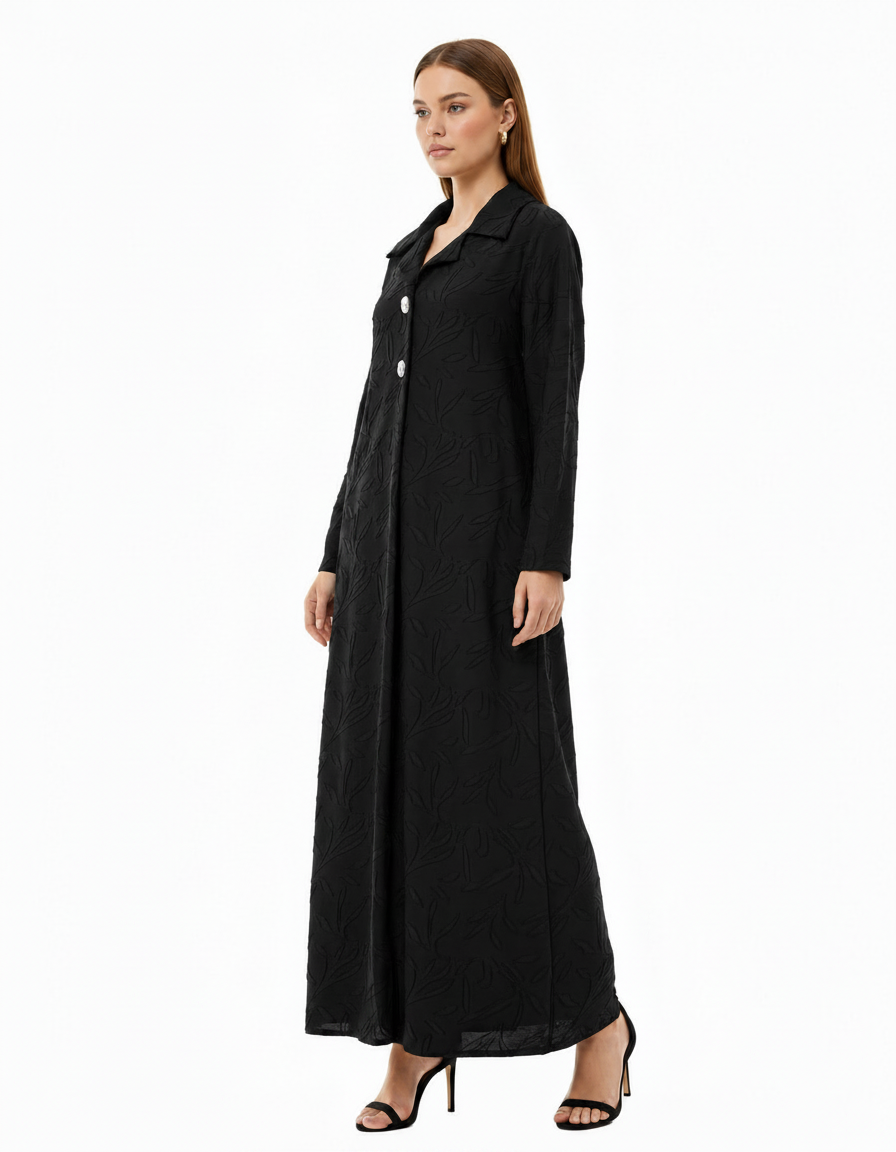 Rosaline Geometric Maxi Dress – Relaxed Fit Collared  Voile