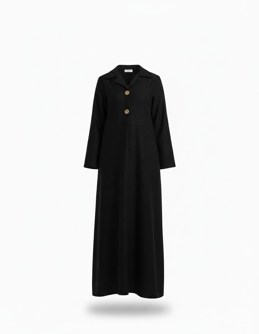 Rosaline Geometric Maxi Dress – Relaxed Fit Collared  Voile