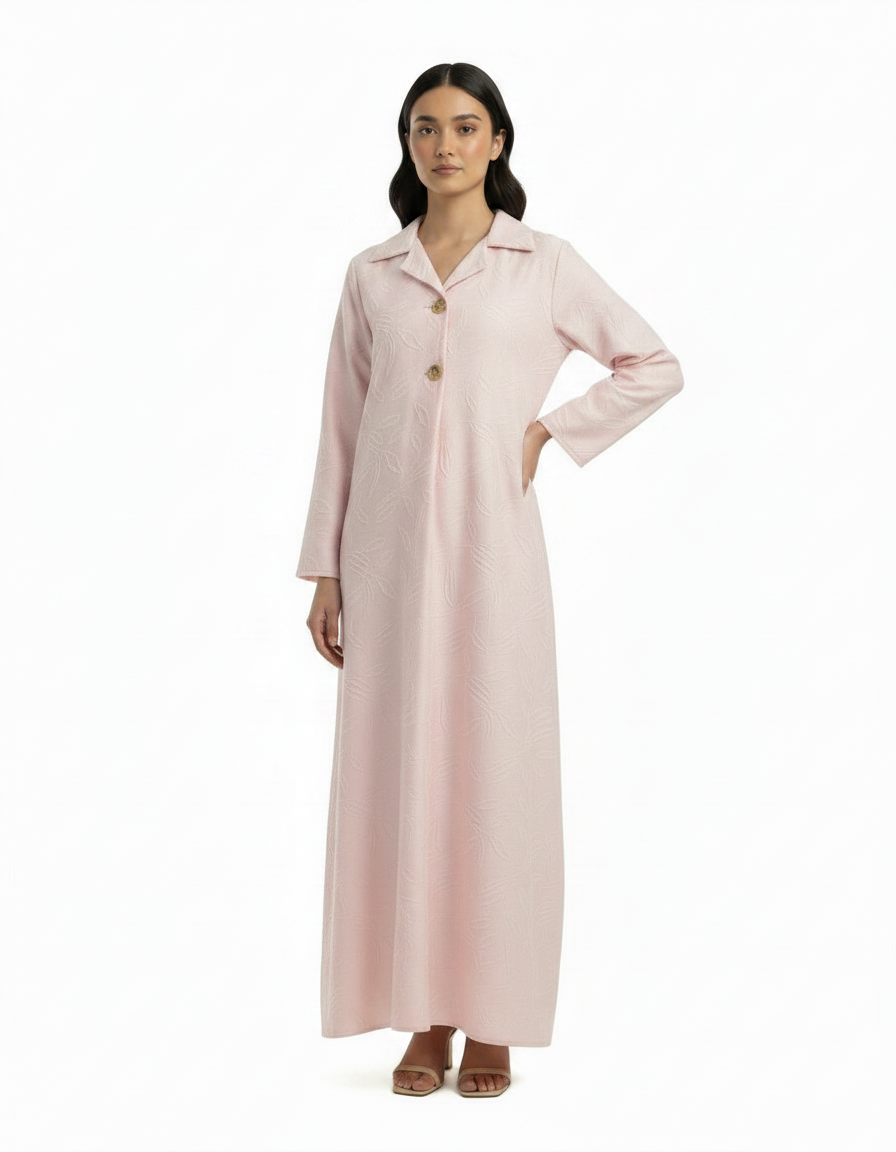 Rosaline Geometric Maxi Dress – Relaxed Fit Collared  Voile