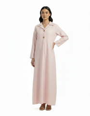 Rosaline Geometric Maxi Dress – Relaxed Fit Collared  Voile