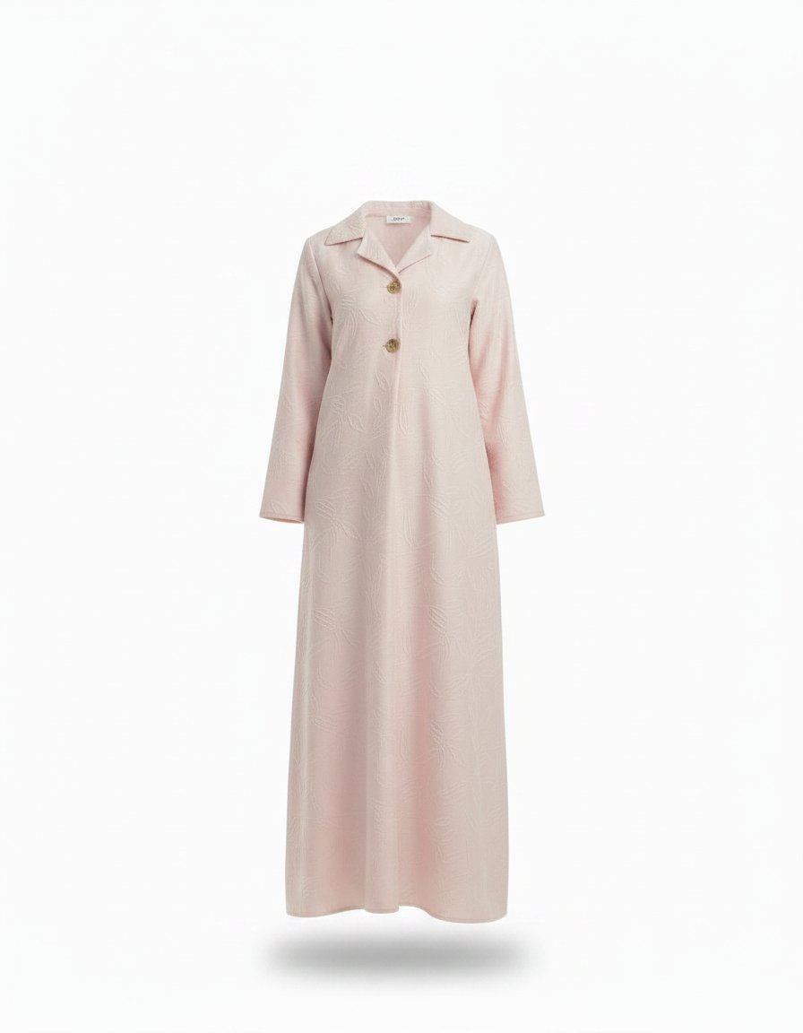 Rosaline Geometric Maxi Dress – Relaxed Fit Collared  Voile