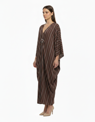 Salome Striped Maxi Dress – Oversized V-Neck  Voile