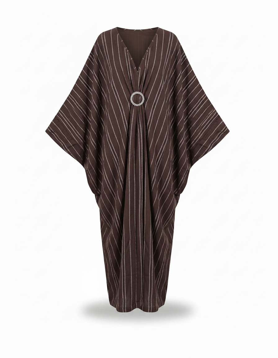 Salome Striped Maxi Dress – Oversized V-Neck  Voile