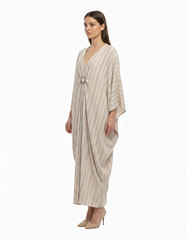 Salome Striped Maxi Dress – Oversized V-Neck  Voile