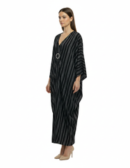 Salome Striped Maxi Dress – Oversized V-Neck  Voile