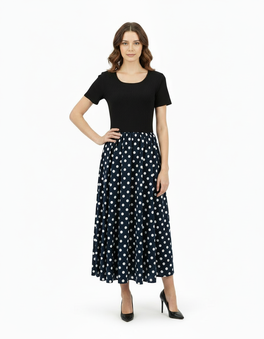 Capucine Polka Dot Midi Dress – Short Sleeve  Voile