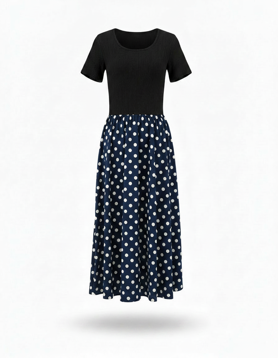 Capucine Polka Dot Midi Dress – Short Sleeve  Voile