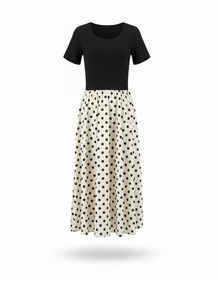 Capucine Polka Dot Midi Dress – Short Sleeve  Voile