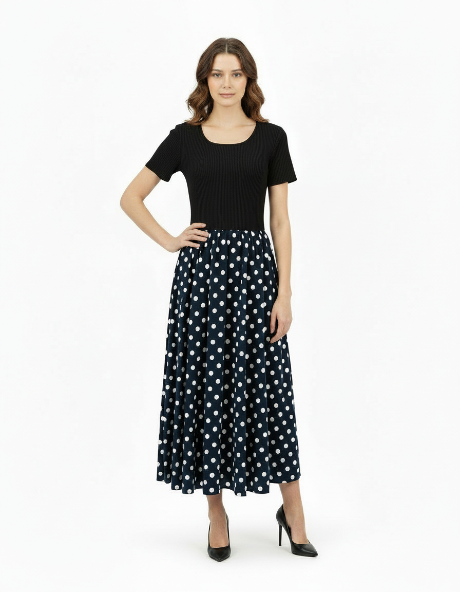 Capucine Polka Dot Midi Dress – Short Sleeve  Voile