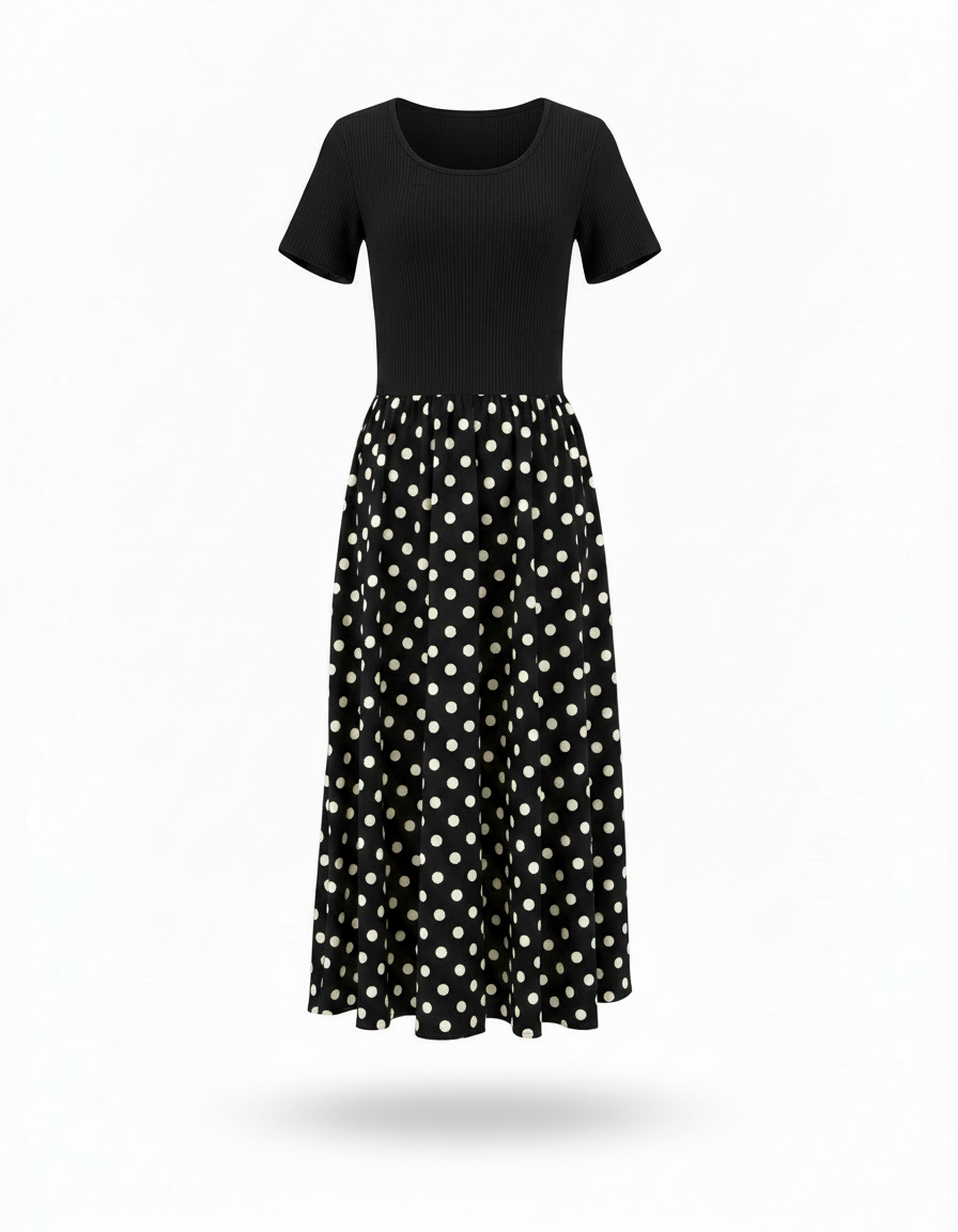 Capucine Polka Dot Midi Dress – Short Sleeve  Voile