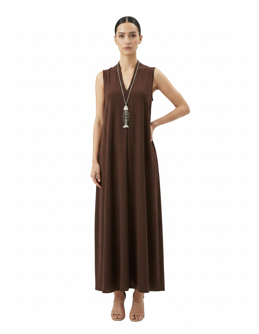 Delphine Everyday Maxi Dress – Relaxed Fit V-Neck  Voile