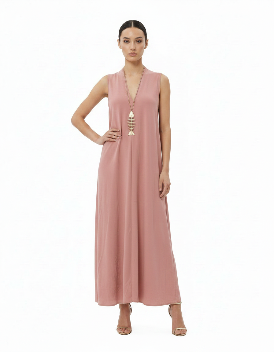 Delphine Everyday Maxi Dress – Relaxed Fit V-Neck  Voile