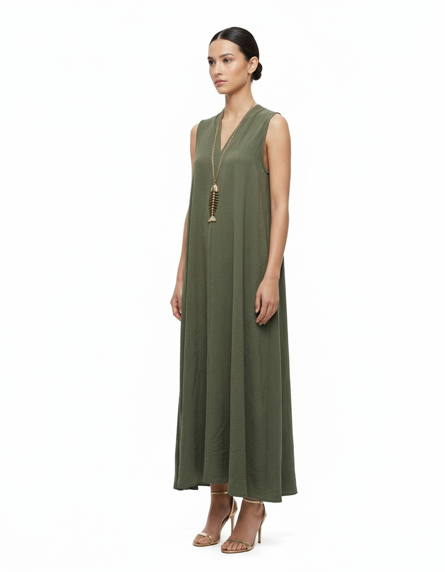 Delphine Everyday Maxi Dress – Relaxed Fit V-Neck  Voile