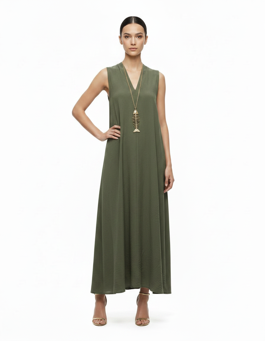 Delphine Everyday Maxi Dress – Relaxed Fit V-Neck  Voile