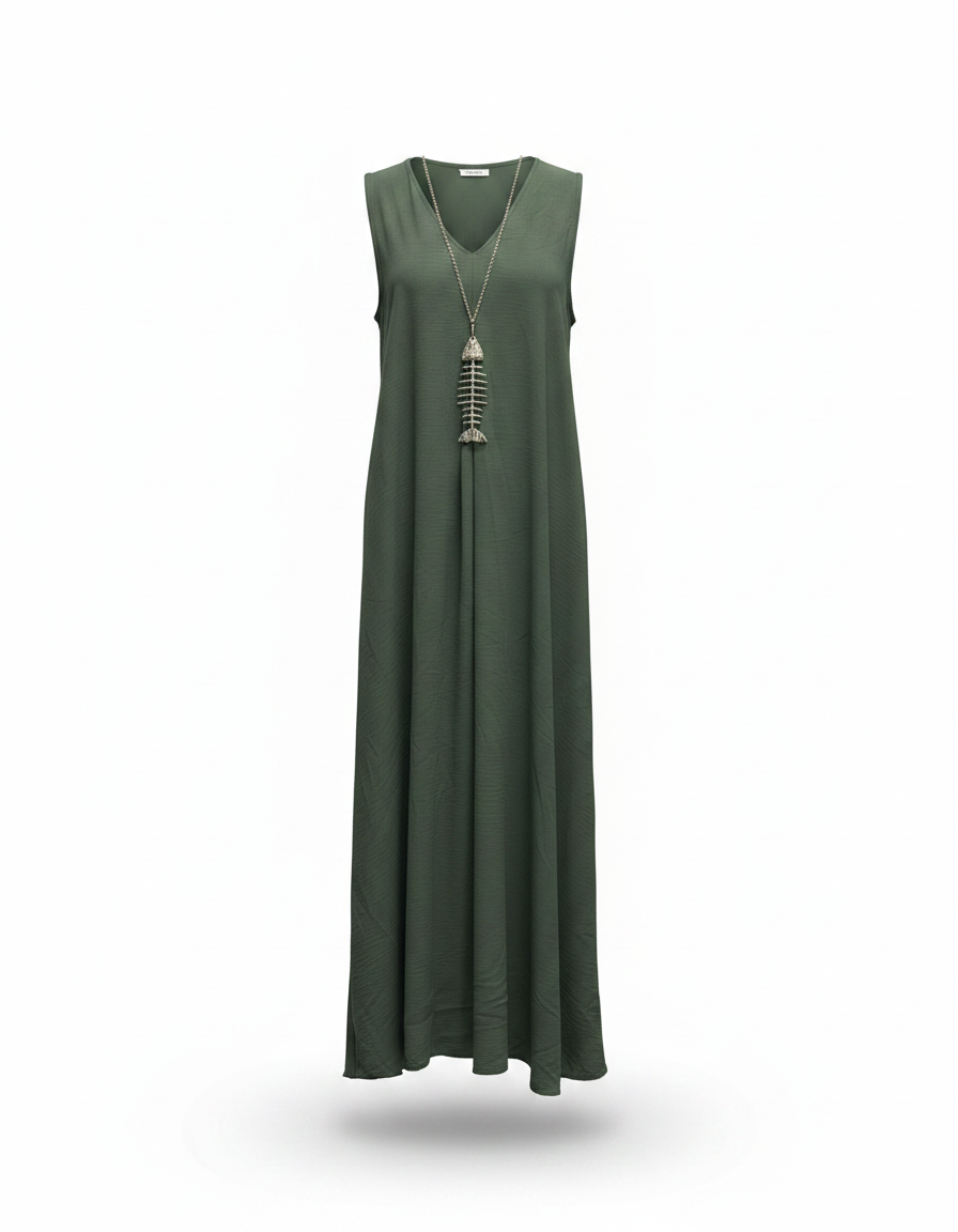 Delphine Everyday Maxi Dress – Relaxed Fit V-Neck  Voile