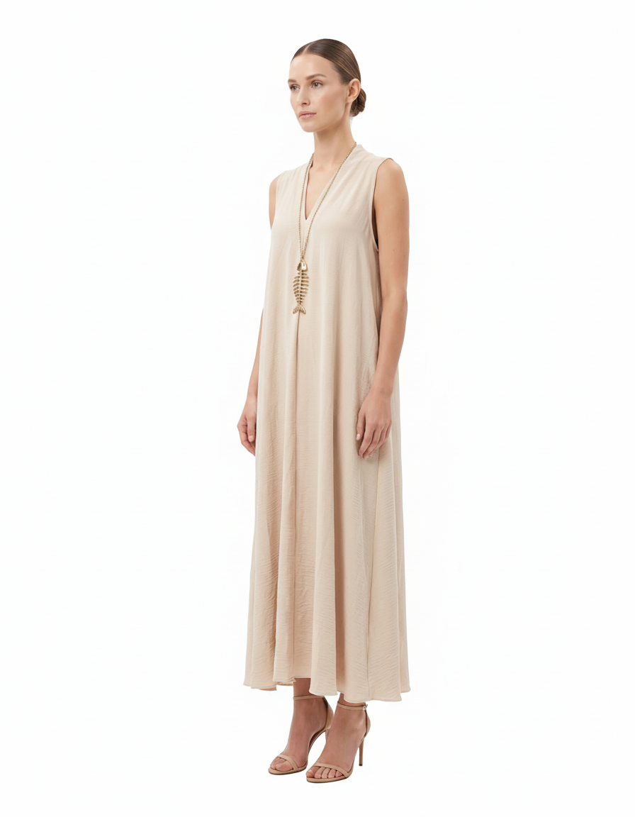 Delphine Everyday Maxi Dress – Relaxed Fit V-Neck  Voile