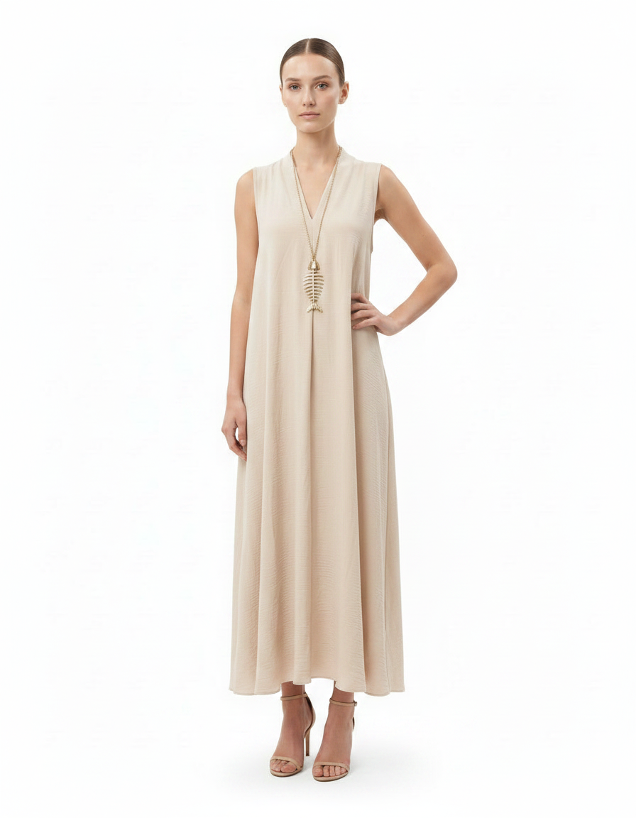 Delphine Everyday Maxi Dress – Relaxed Fit V-Neck  Voile