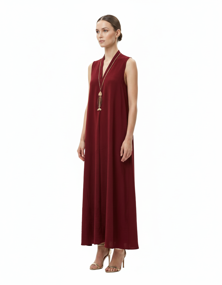 Delphine Everyday Maxi Dress – Relaxed Fit V-Neck  Voile
