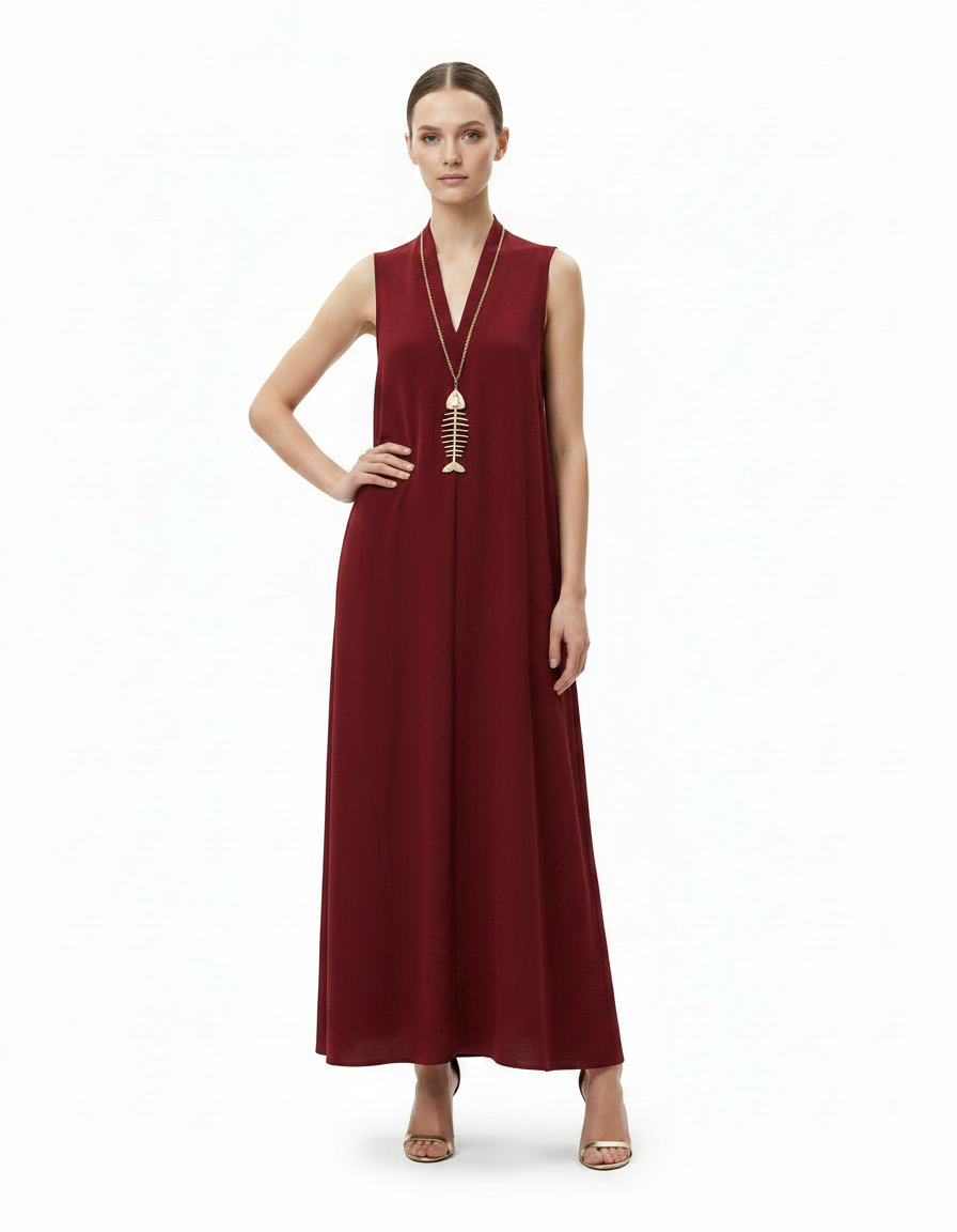 Delphine Everyday Maxi Dress – Relaxed Fit V-Neck  Voile