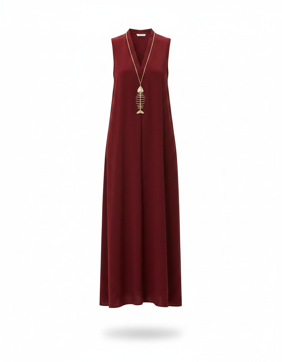 Delphine Everyday Maxi Dress – Relaxed Fit V-Neck  Voile