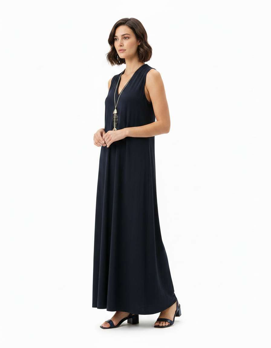 Delphine Everyday Maxi Dress – Relaxed Fit V-Neck  Voile