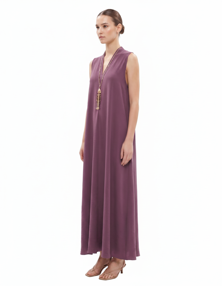 Delphine Everyday Maxi Dress – Relaxed Fit V-Neck  Voile