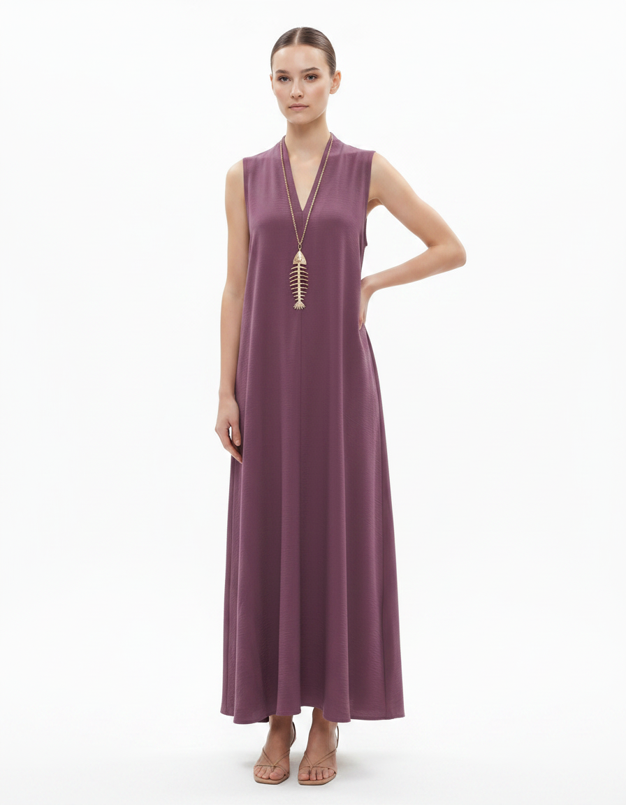 Delphine Everyday Maxi Dress – Relaxed Fit V-Neck  Voile