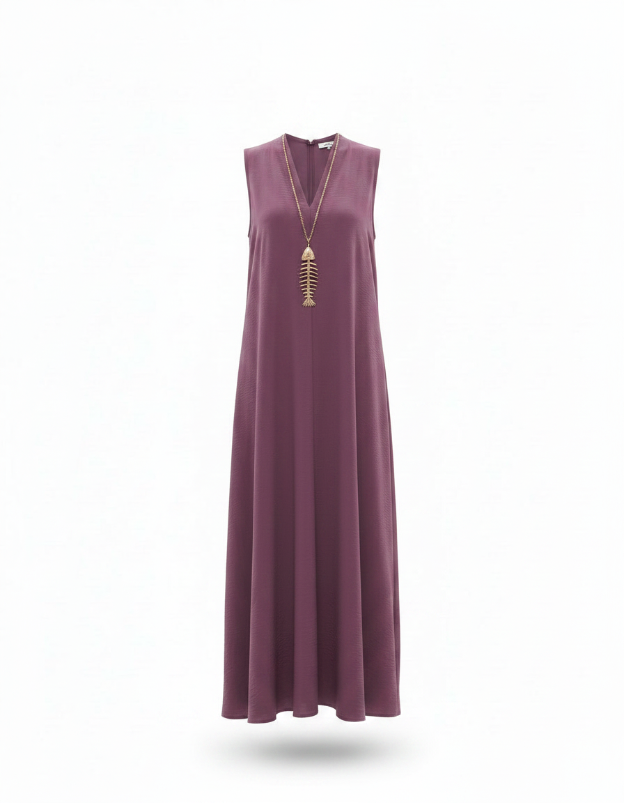 Delphine Everyday Maxi Dress – Relaxed Fit V-Neck  Voile