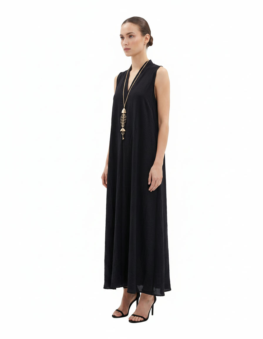 Delphine Everyday Maxi Dress – Relaxed Fit V-Neck  Voile