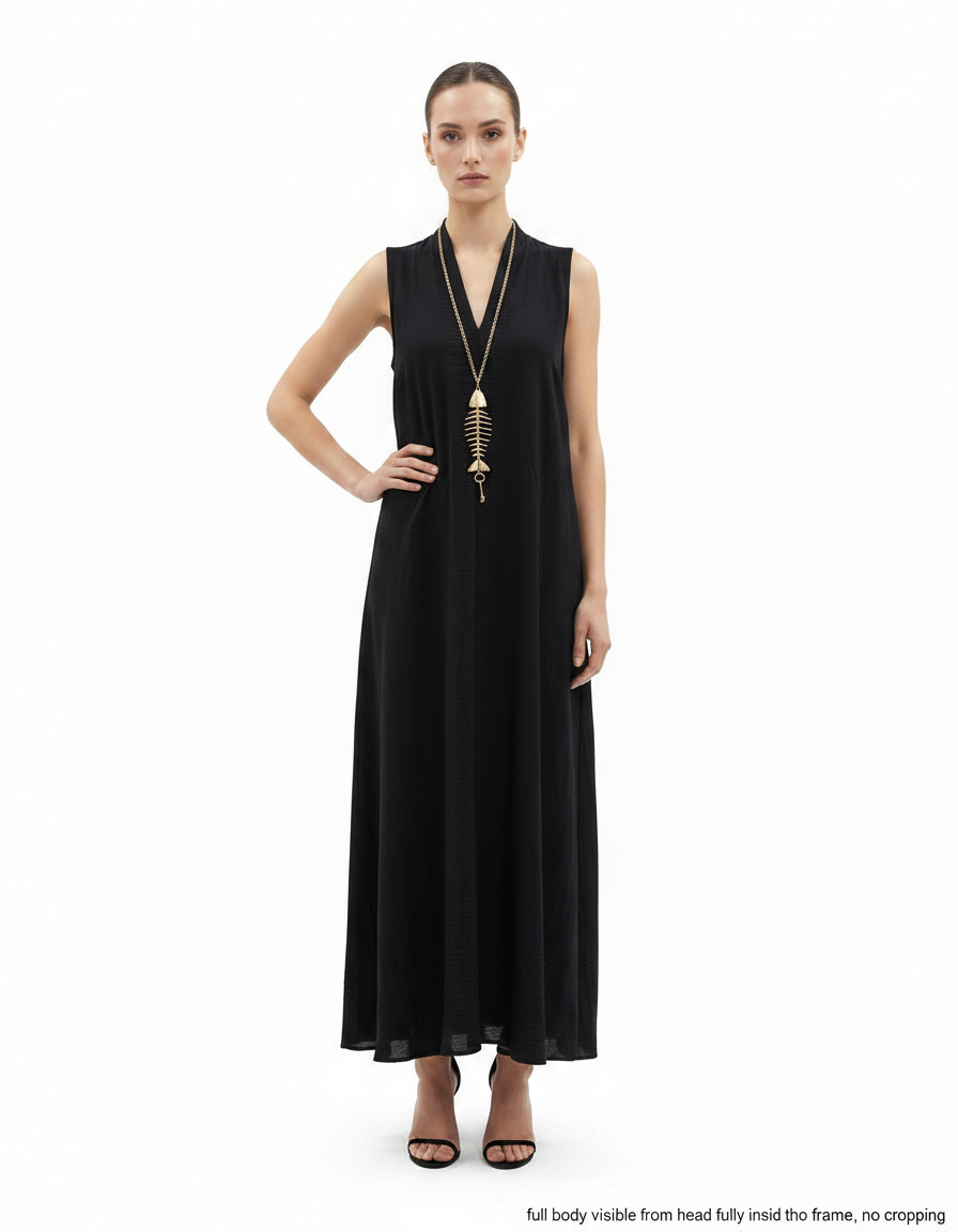 Delphine Everyday Maxi Dress – Relaxed Fit V-Neck  Voile