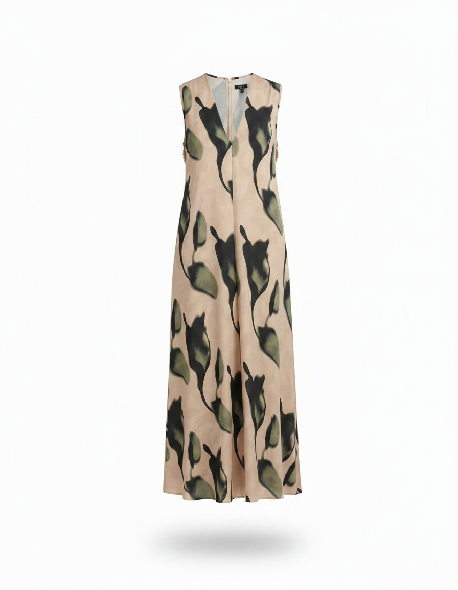 Florence Abstract Maxi Dress – Relaxed Fit V-Neck  Voile